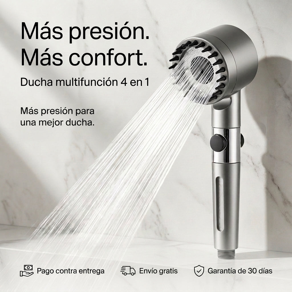 Hydralux Pro — Ducha de Alta Presión 4 en 1 con Filtro y Masajeador