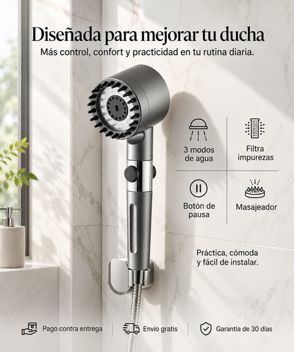 Hydralux Pro — Ducha de Alta Presión 4 en 1 con Filtro y Masajeador